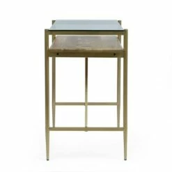 Toland Rustic Glam Handcrafted Glass Top Desk Honey Brown/Gold - Christopher Knight Home