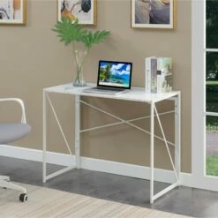 Xtra Folding Desk White Faux Marble/White - Breighton Home