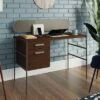 Radial Single Computer Desk Umber Wood - Sauder