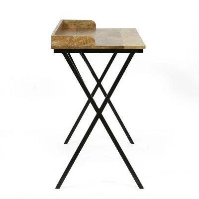 Groveport Modern Industrial Handcrafted Mango Wood Tray Top Desk Natural/Black - Christopher Knight Home 5 Groveport Modern Industrial Handcrafted Mango Wood Tray Top Desk Natural/Black - Christopher Knight Home - Image 3