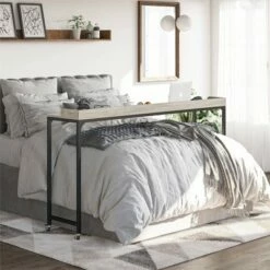 Room & Joy Palmer Hill Adjustable Height Over The Bed Desk with Castors Light Walnut - Room & Joy