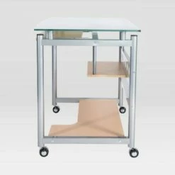 Rolling Computer Desk Glass/Silver - Techni Mobili -Outlet Desks Store unnamed file 2984