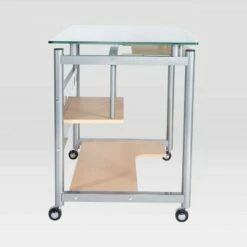 Rolling Computer Desk Glass/Silver - Techni Mobili -Outlet Desks Store unnamed file 2986