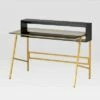 Techni Mobili Home Office Writing Desk with Riser Gold- Techni Mobili