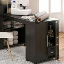 Room & Joy Cabell Hobby and Craft Desk with Storage Cabinet Black Oak - Room & Joy -Outlet Desks Store unnamed file 2995