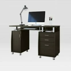 Complete Workstation Computer Desk with Storage Espresso- Techni Mobili