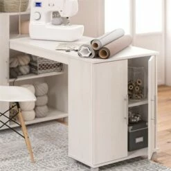 Room & Joy Cabell Hobby and Craft Desk with Storage Cabinet Ivory Oak - Room & Joy -Outlet Desks Store unnamed file 3010