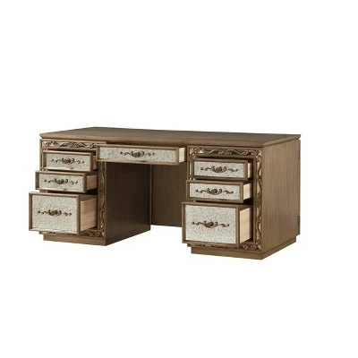 Orianne Computer Desk and Hutch Antique Gold - Acme Furniture 5 Orianne Computer Desk and Hutch Antique Gold - Acme Furniture - Image 3