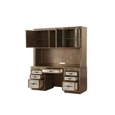 Orianne Computer Desk and Hutch Antique Gold - Acme Furniture 6 Orianne Computer Desk and Hutch Antique Gold - Acme Furniture - Image 4