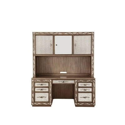 Orianne Computer Desk and Hutch Antique Gold - Acme Furniture 8 Orianne Computer Desk and Hutch Antique Gold - Acme Furniture - Image 6