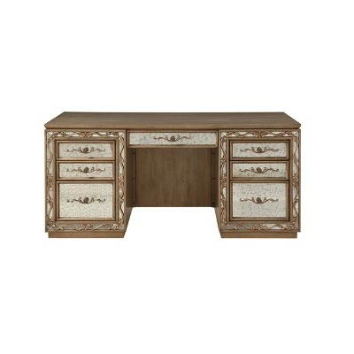 Orianne Computer Desk and Hutch Antique Gold - Acme Furniture 9 Orianne Computer Desk and Hutch Antique Gold - Acme Furniture - Image 7