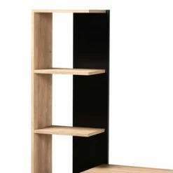 Levi Two-Tone Wood Desk with Shelves Black/Oak Brown - Baxton Studio -Outlet Desks Store unnamed file 3035