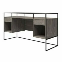 Room & Joy Creswell Modern Desk with Fluted Glass Top 2 Drawers and Storage Gray Oak - Room & Joy -Outlet Desks Store unnamed file 3041
