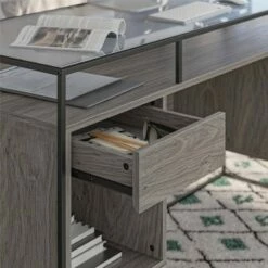 Room & Joy Creswell Modern Desk with Fluted Glass Top 2 Drawers and Storage Gray Oak - Room & Joy -Outlet Desks Store unnamed file 3044