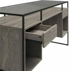 Room & Joy Creswell Modern Desk with Fluted Glass Top 2 Drawers and Storage Gray Oak - Room & Joy -Outlet Desks Store unnamed file 3045