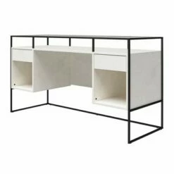Room & Joy Creswell Modern Desk with Fluted Glass Top 2 Drawers and Storage Plaster - Room & Joy -Outlet Desks Store unnamed file 3050