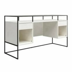 Room & Joy Creswell Modern Desk with Fluted Glass Top 2 Drawers and Storage Plaster - Room & Joy -Outlet Desks Store unnamed file 3051