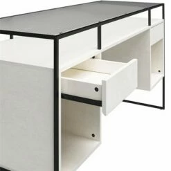 Room & Joy Creswell Modern Desk with Fluted Glass Top 2 Drawers and Storage Plaster - Room & Joy -Outlet Desks Store unnamed file 3054