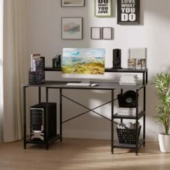 HomCom 55" Computer Desk Workstation with Shelves -Outlet Desks Store unnamed file 3165