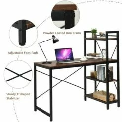 Costway 47.5'' Computer Desk Writing Desk Study Table Workstation w/ 4-Tier Shelves -Outlet Desks Store unnamed file 319