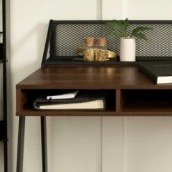 Urban Industrial 3 Cubby Writing Desk with Pen Storage - Saracina Home Slate Gray -Outlet Desks Store unnamed file 3205