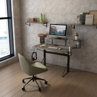 Carnegie Computer Gaming Desk Black/Gray - Jamesdar 3 Carnegie Computer Gaming Desk Black/Gray - Jamesdar