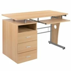 Flash Furniture Computer Desk with Three Drawer Single Pedestal and Pull-Out Keyboard Tray -Outlet Desks Store unnamed file 3271