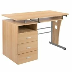 Flash Furniture Computer Desk with Three Drawer Single Pedestal and Pull-Out Keyboard Tray -Outlet Desks Store unnamed file 3273