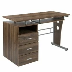 Flash Furniture Computer Desk with Three Drawer Single Pedestal and Pull-Out Keyboard Tray -Outlet Desks Store unnamed file 3274
