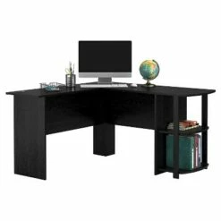 Fieldstone Wood L Shaped Computer Desk with Storage - Room & Joy Dove Gray