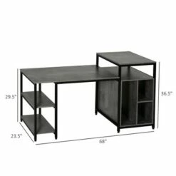 HomCom Computer Desk Table with Shelves and Open Storage Shelves -Outlet Desks Store unnamed file 3300