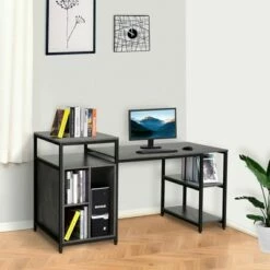 HomCom Computer Desk Table with Shelves and Open Storage Shelves -Outlet Desks Store unnamed file 3304