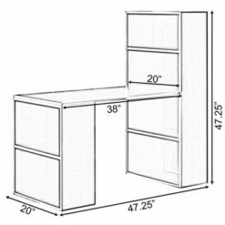 Basicwise Computer Writing Workstation Table with Combo Bookshelf Bookcase -Outlet Desks Store unnamed file 3316