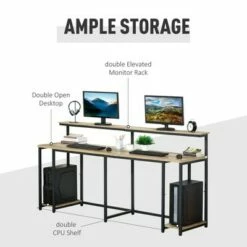 HOMCOM Two Person Home Office Desk with Elevated Monitor Shelf Bottom CPU Tower Shelf and Large Desktop Black/Brown 11 HOMCOM Two Person Home Office Desk with Elevated Monitor Shelf Bottom CPU Tower Shelf and Large Desktop Black/Brown -Outlet Desks Store unnamed file 3319