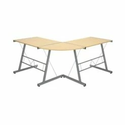 60" L - Shaped Metal Frame Desk Corner Computer Desk - OFM Walnut