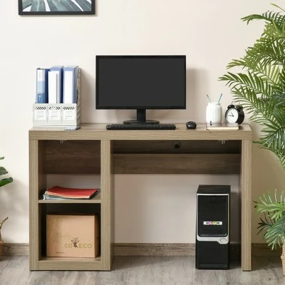 HOMCOM Rectangle Computer Desk with Thick Board and Display Shelves for Home Office Table Workstation Natural Wood 3 HOMCOM Rectangle Computer Desk with Thick Board and Display Shelves for Home Office Table Workstation Natural Wood