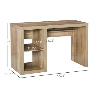 HOMCOM Rectangle Computer Desk with Thick Board and Display Shelves for Home Office Table Workstation Natural Wood 6 HOMCOM Rectangle Computer Desk with Thick Board and Display Shelves for Home Office Table Workstation Natural Wood - Image 4