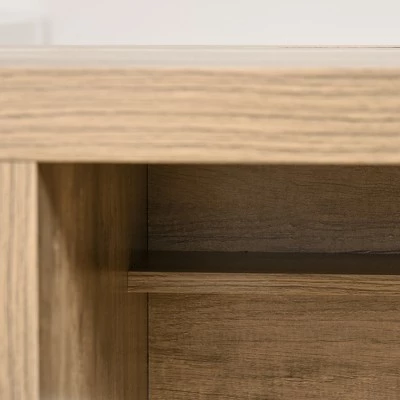 HOMCOM Rectangle Computer Desk with Thick Board and Display Shelves for Home Office Table Workstation Natural Wood 9 HOMCOM Rectangle Computer Desk with Thick Board and Display Shelves for Home Office Table Workstation Natural Wood - Image 7