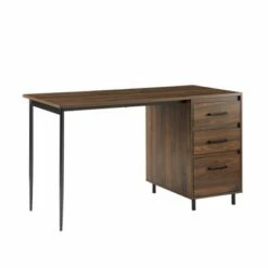 52" Augustine 3 Drawer Cabinet Executive Desk - Saracina Home Dark Walnut