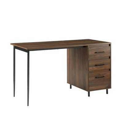 52" Augustine 3 Drawer Cabinet Executive Desk - Saracina Home Dark Walnut 3 52" Augustine 3 Drawer Cabinet Executive Desk - Saracina Home Dark Walnut