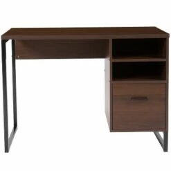 Flash Furniture Northbrook Rustic Coffee Wood Grain Finish Computer Desk with Black Metal Frame -Outlet Desks Store unnamed file 3504