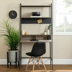 36" Writing Desk with Open Storage Bookshelf - Saracina Home Gray Wash -Outlet Desks Store unnamed file 351