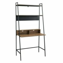 36" Writing Desk with Open Storage Bookshelf - Saracina Home Gray Wash -Outlet Desks Store unnamed file 356