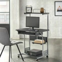 Mobile Computer Tower with Shelf - Buylateral White