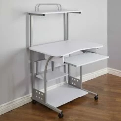 Mobile Computer Tower with Shelf - Buylateral White -Outlet Desks Store unnamed file 3581