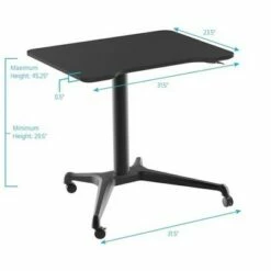 Monoprice Gas-Lift Sit-Stand Rolling Laptop Desk Riser - Black (31.5 x 23.5in) Table Top for Single Display, Height Adjustable 29.5"-42.3" Max