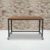 Flash Furniture Livingston Collection Computer Table and Desk in Brown Oak Wood Grain Finish with Metal Wheels -Outlet Desks Store unnamed file 3606