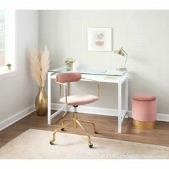 Hover Contemporary Desk - LumiSource Clear/white -Outlet Desks Store unnamed file 3624