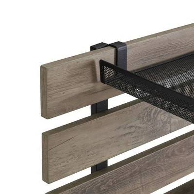 Urban Industrial Plank Writing Desk with Office Accessories - Saracina Home Gray Wash 7 Urban Industrial Plank Writing Desk with Office Accessories - Saracina Home Gray Wash - Image 5