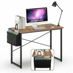 Costway 40''Modern Computer Desk Study Writing Table w/ Storage Bag Black/Coffee/Brown -Outlet Desks Store unnamed file 368